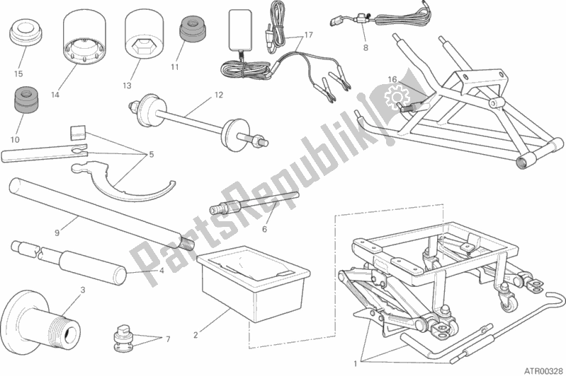 Alle onderdelen voor de 01c - Werkplaatsgereedschap van de Ducati Superbike Panigale R USA 1199 2016